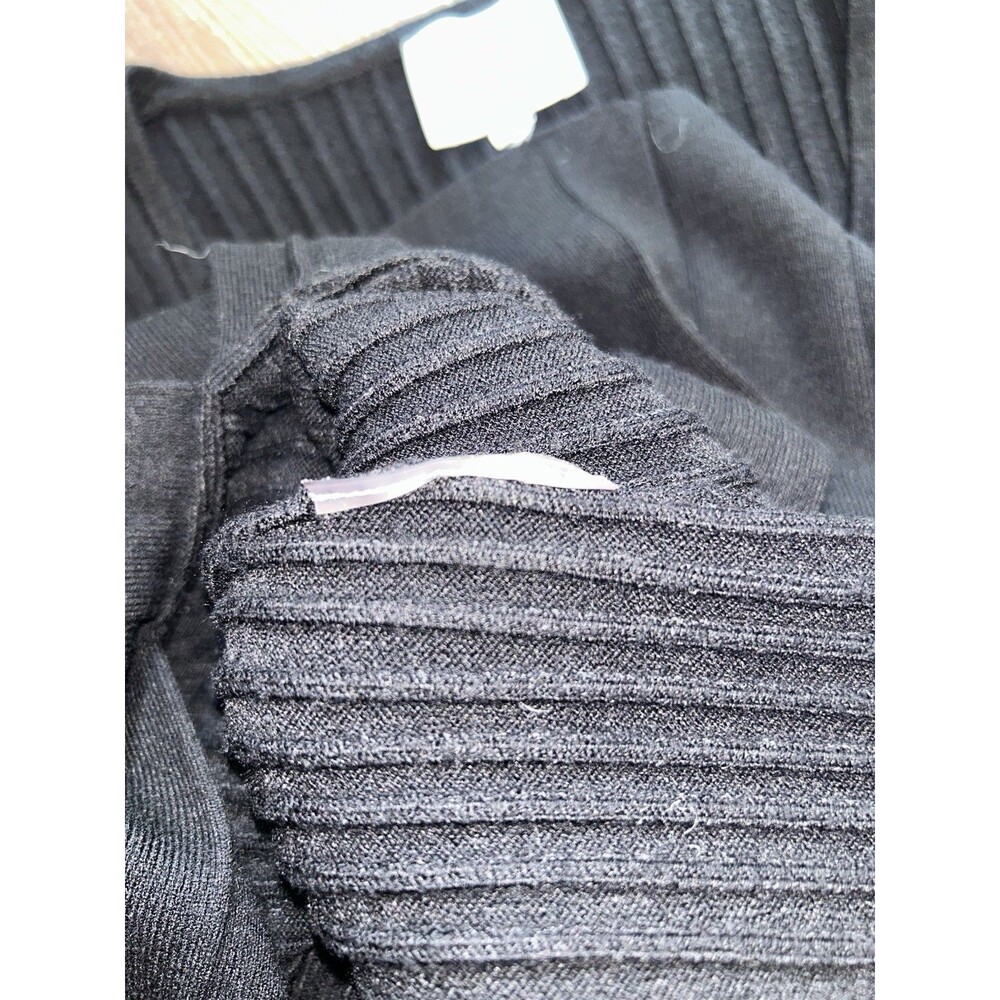 Sundays NYC Gatlin Ribbed Sweater Dress Square Neck Pleated Drop Waist Black S - Picture 7 of 7